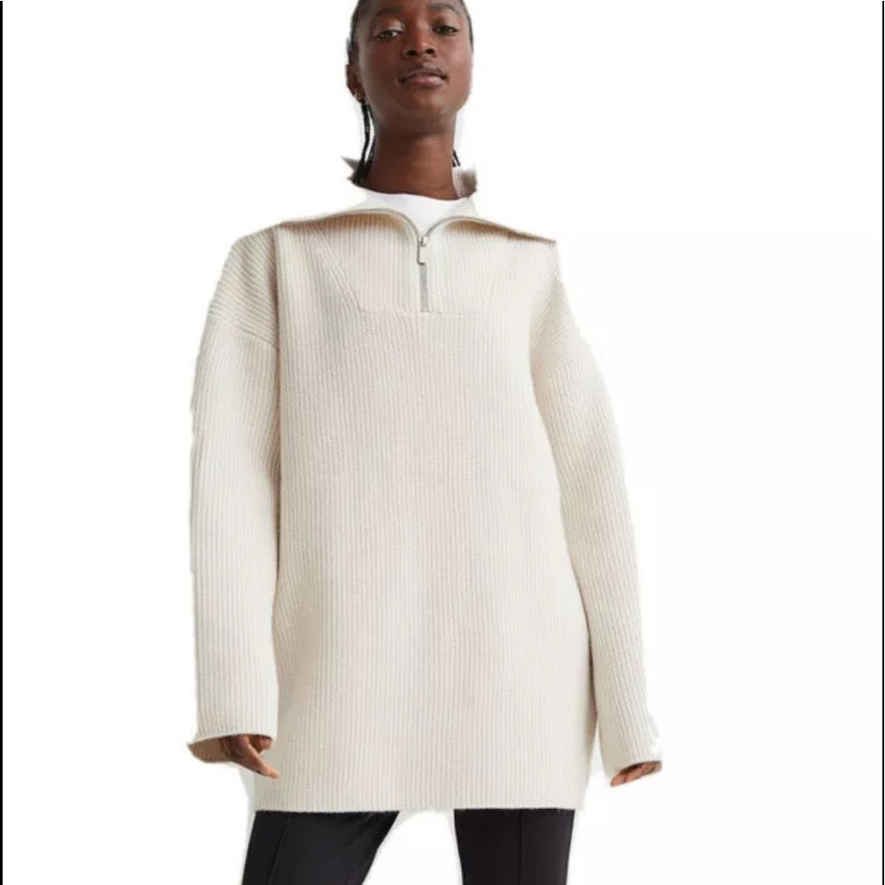 NWT H & M Rib Knit Half zip sweater small